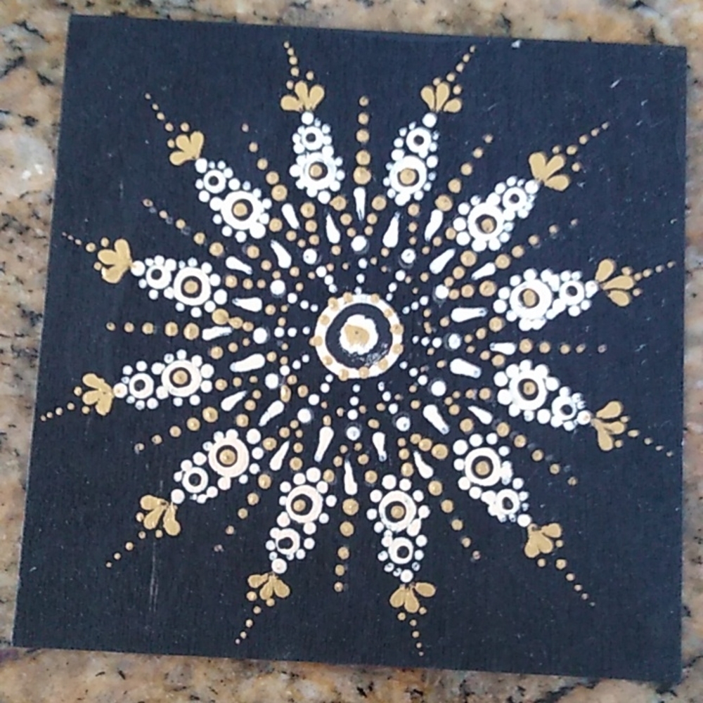 Hand Painted Mandala 4"x4" wood square